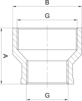 Reduziermuffe 2" - 1 1/2" - Silber