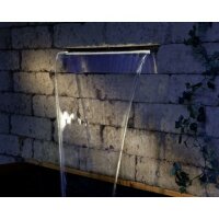 Edelstahl Wasserfall 90cm mit LED Beleuchtung Warmweiss