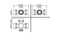 PVC Magnetventil-Verschraubung Kreuz 3 x 1" Überwurf IG, 1 x 1" AG